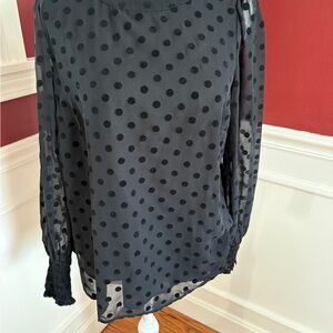 LOFT Black Polka Dot Blouse